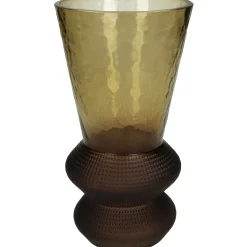 ohgreen Potten En Vazen|Vaas glas bruin 12x12x22.5cm