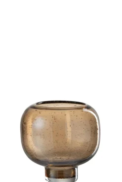 ohgreen Potten En Vazen|Vaas op voet rond glas amber s (16x16x16cm)