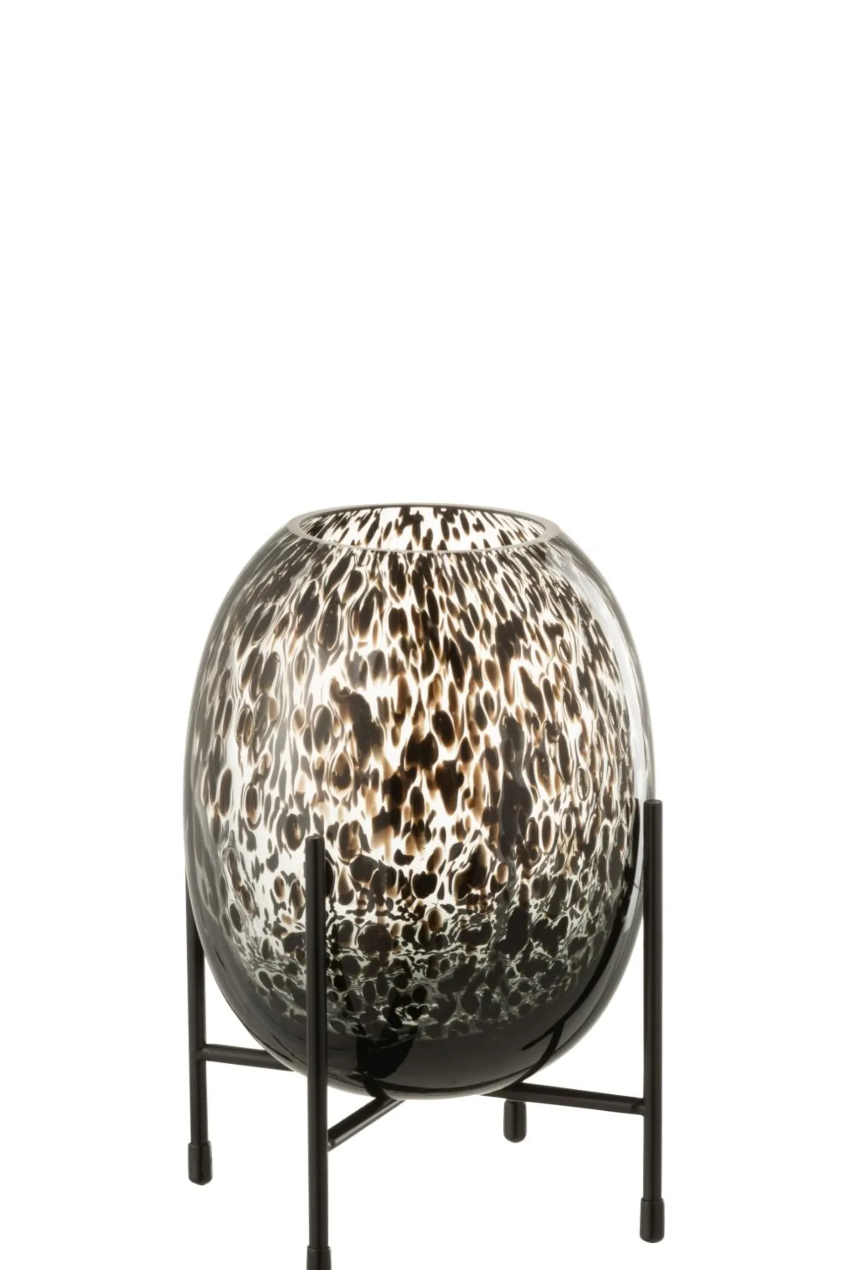 ohgreen Potten En Vazen|Vaas op voet stip glas zwart s (15x15x22cm)