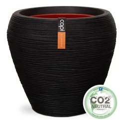 ohgreen Kunststof|Ecocheques|Vaas taps rond rib 42x38 zwart