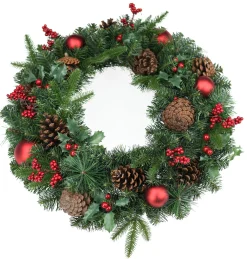 ohgreen Kerstkransen En Guirlandes Kunststof|Victoria garland cones & red deco mat l180cm